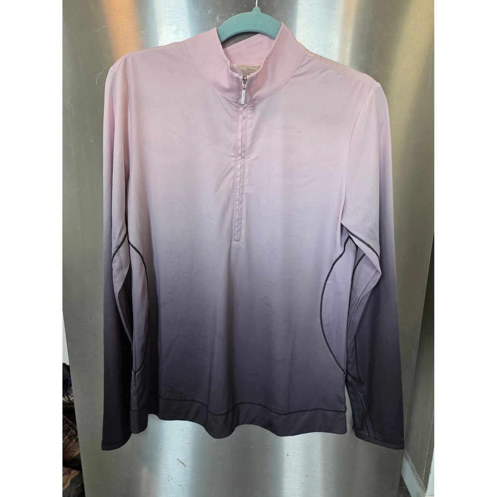 Chase 54 Womens Pink L Ombre Quarter Zip Golf Pullover Long Sleeve jacket mesh